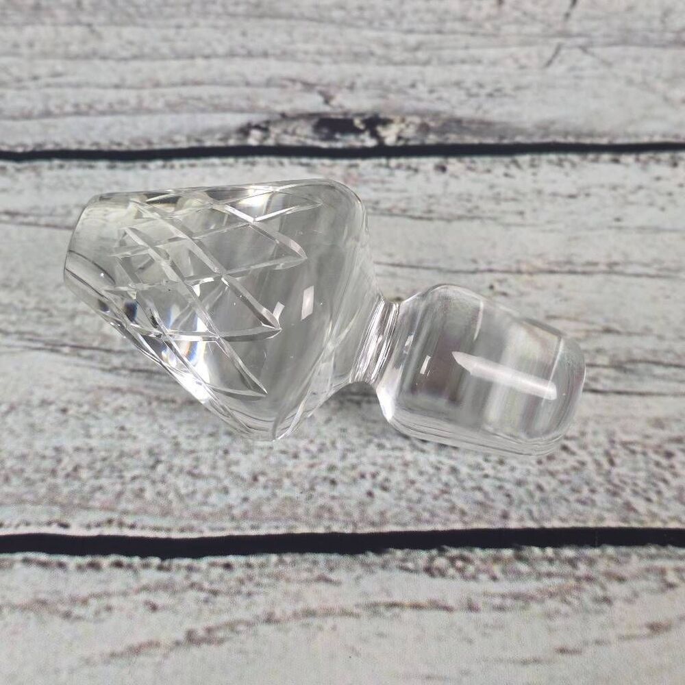 Vintage Clear Cut Glass Bottle Stopper Faceted Replacement